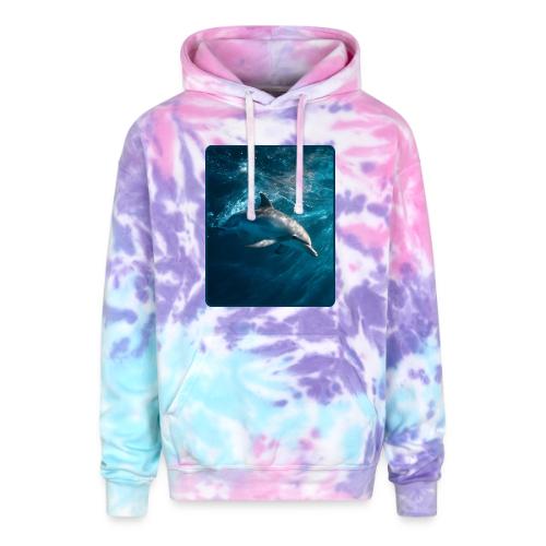 Dolphin Sunlit Ocean Serenity Design - Adult Tie Dye Hoodie