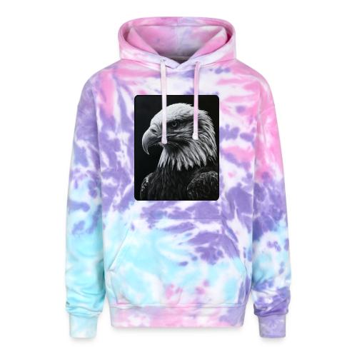 Black White Bald Eagle Design - Adult Tie Dye Hoodie