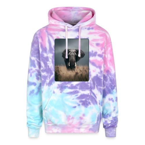 Majestic African Elephant Portrait Design - Adult Tie Dye Hoodie