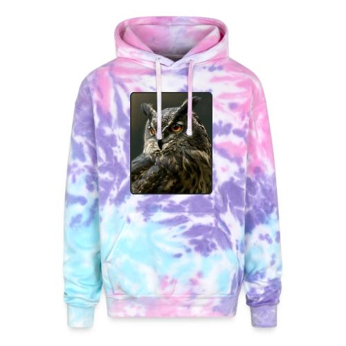 Eurasian Eagle Owl Portrait Design - Adult Tie Dye Hoodie