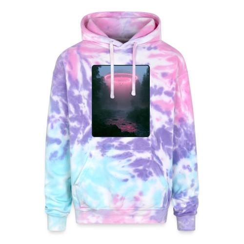 Neon UFO Forest River Design - Adult Tie Dye Hoodie