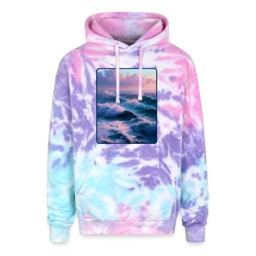 Dreamy Pastel Ocean Sunset Art - Adult Tie Dye Hoodie