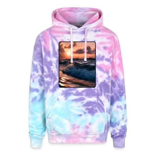 Golden Sunset Ocean Wave - Adult Tie Dye Hoodie