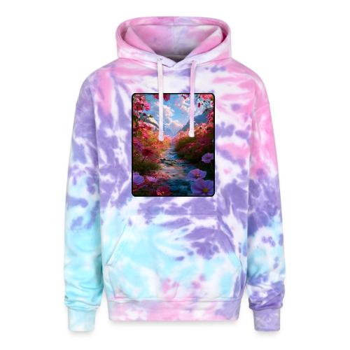 Dreamy Cosmos Valley Landscape Art - Adult Tie Dye Hoodie