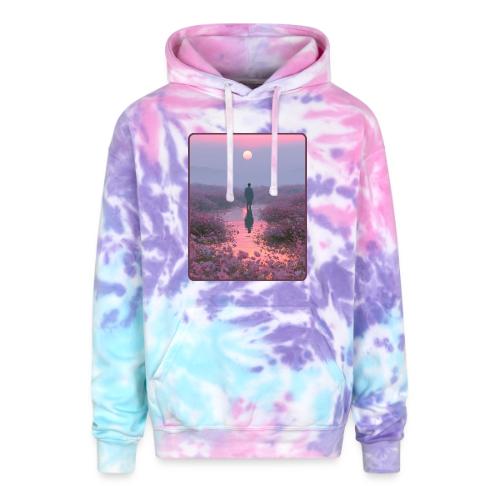 Ethereal Sunset Flower Field Art - Adult Tie Dye Hoodie
