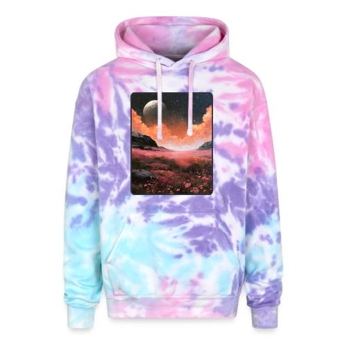 Moonlit Fantasy Flower Landscape - Adult Tie Dye Hoodie