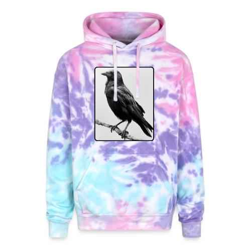 Raven Black and White Art Design - Adult Tie Dye Hoodie