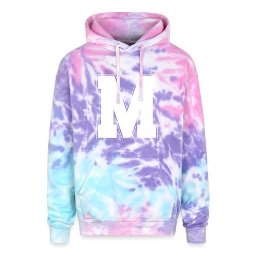 White Letter M – Varsity Alphabet Monogram - Adult Tie Dye Hoodie