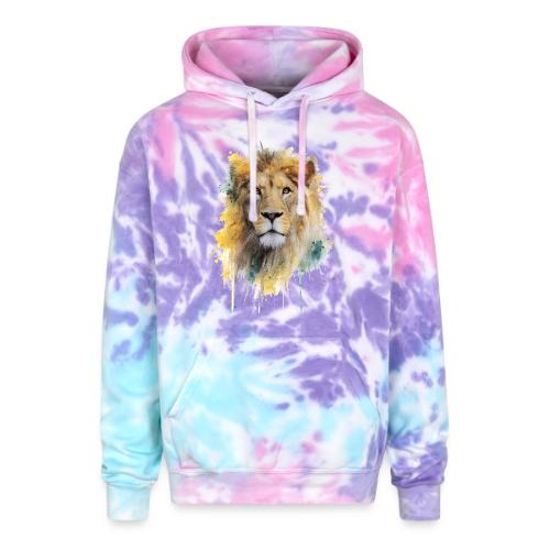 Watercolor Lion Portrait - Adult Tie Dye Hoodie