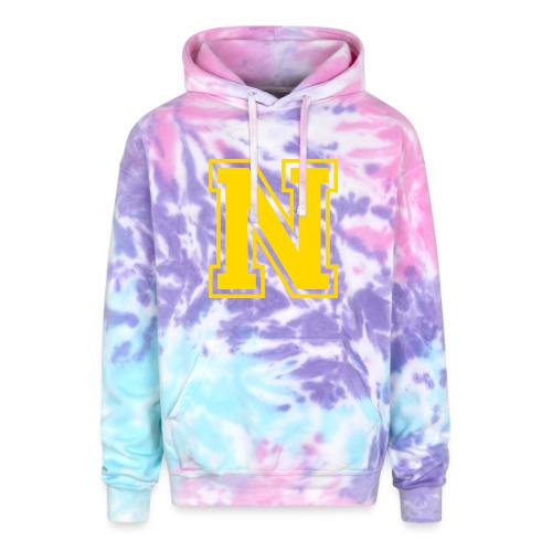 Letter N – Capital Athletic Alphabet Monogram - Adult Tie Dye Hoodie
