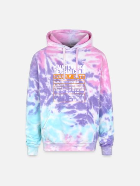 Maintenance Technician Hourly Rate - Adult Tie Dye Hoodie - cotton candy
