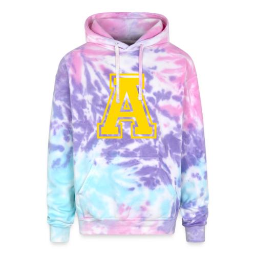 Letter A – Capital Athletic Alphabet Monogram - Adult Tie Dye Hoodie