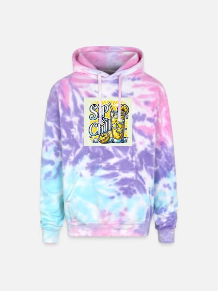 Sip Chill - Adult Tie Dye Hoodie - cotton candy