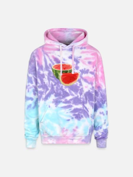 lowpoly watermelon fruit - Adult Tie Dye Hoodie - cotton candy