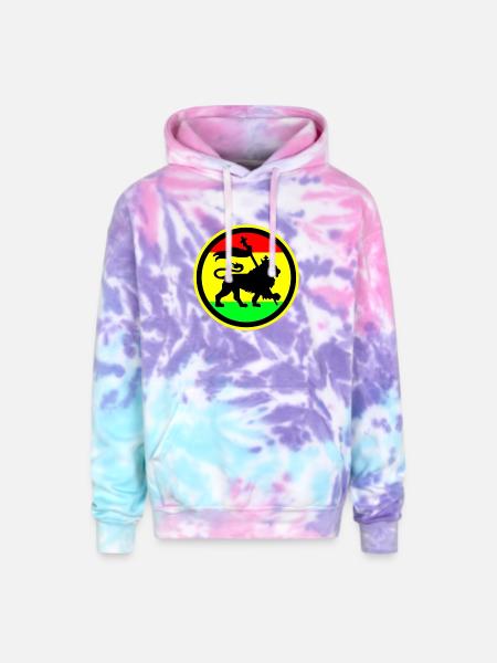 Rasta Lion - Adult Tie Dye Hoodie - cotton candy