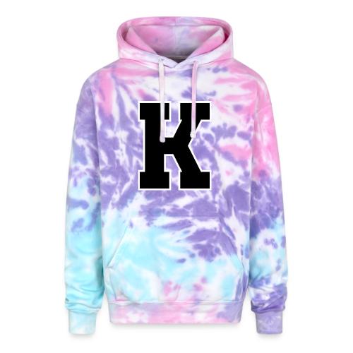 Varsity Letter K Collegiate Font Design - Adult Tie Dye Hoodie