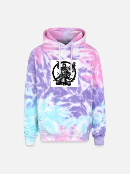 Circle Samurai Shadow Steel - Adult Tie Dye Hoodie - cotton candy