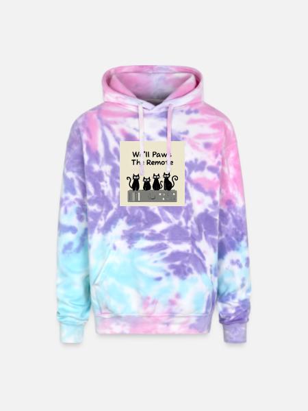 Paws The Remote TV - Adult Tie Dye Hoodie - cotton candy