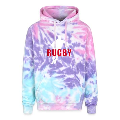 Bold Rugby Action Silhouette - Adult Tie Dye Hoodie