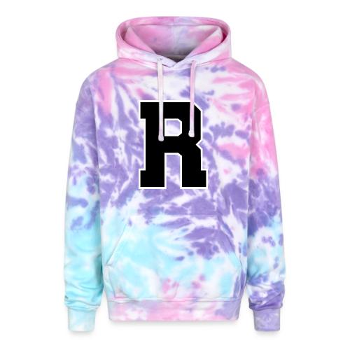 Varsity Letter R Athletic Monogram - Adult Tie Dye Hoodie