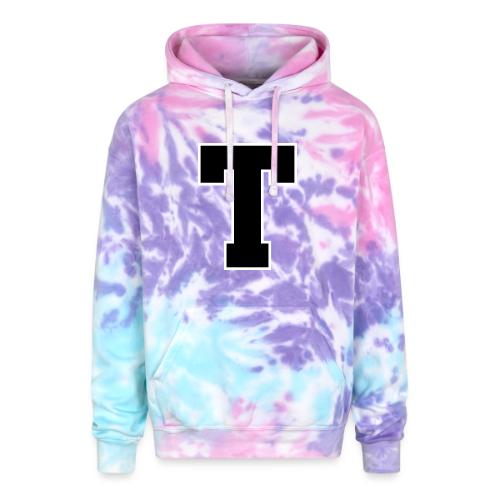 Varsity Letter T Athletic Font Design - Adult Tie Dye Hoodie