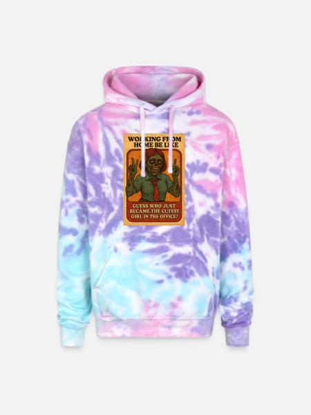 The Cutest Remote Worker - Adult Tie Dye Hoodie - cotton candy