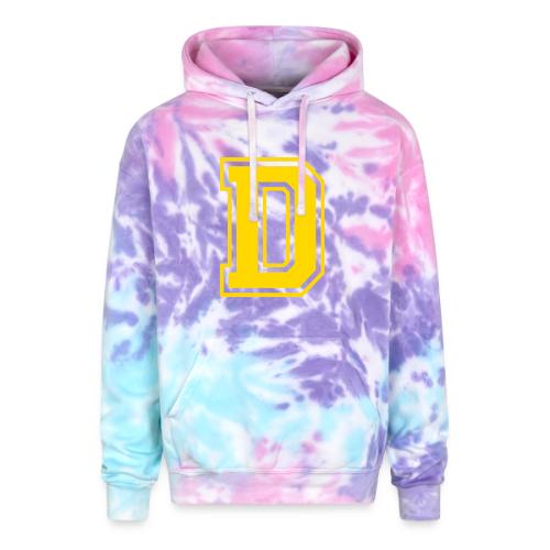Letter D – Capital Athletic Alphabet Monogram - Adult Tie Dye Hoodie