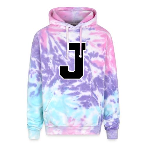 Varsity Letter J Athletic Alphabet Graphic - Adult Tie Dye Hoodie