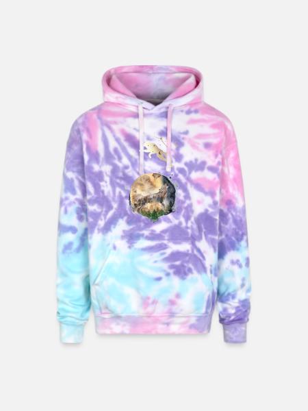 Wolf Moon Magic - Adult Tie Dye Hoodie - cotton candy