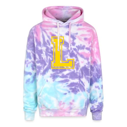 Letter L – Capital Athletic Alphabet Monogram - Adult Tie Dye Hoodie