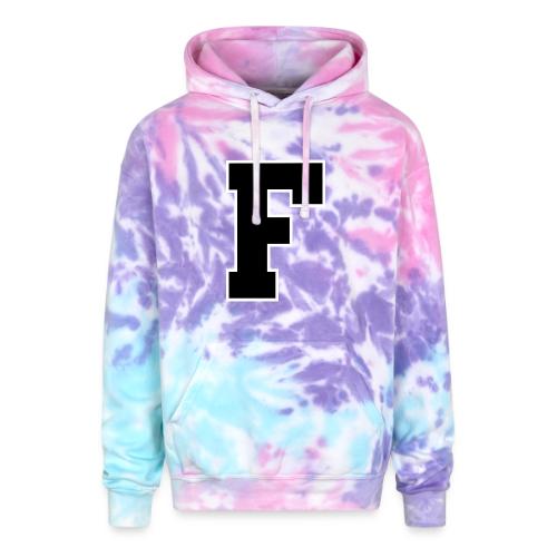 Varsity Letter F Athletic Monogram - Adult Tie Dye Hoodie