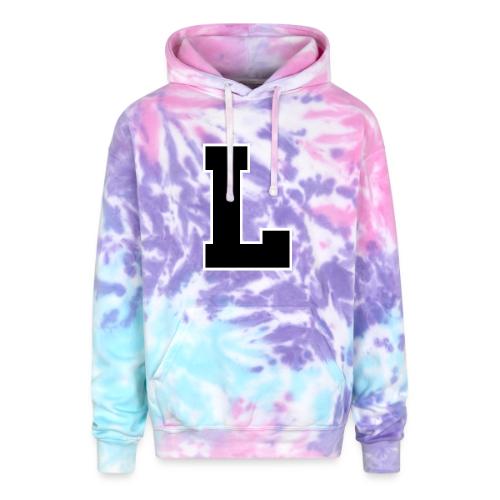 Varsity Letter L Athletic Monogram - Adult Tie Dye Hoodie