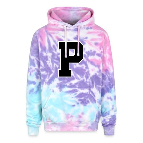 Varsity Letter P Athletic Alphabet Design - Adult Tie Dye Hoodie