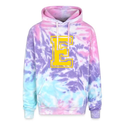 Letter E – Capital Athletic Alphabet Monogram - Adult Tie Dye Hoodie