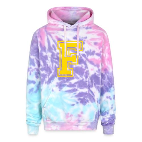 Letter F – Capital Athletic Alphabet Monogram - Adult Tie Dye Hoodie