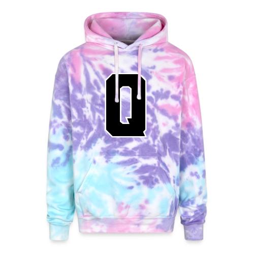 Varsity Letter Q Collegiate Font Graphic - Adult Tie Dye Hoodie