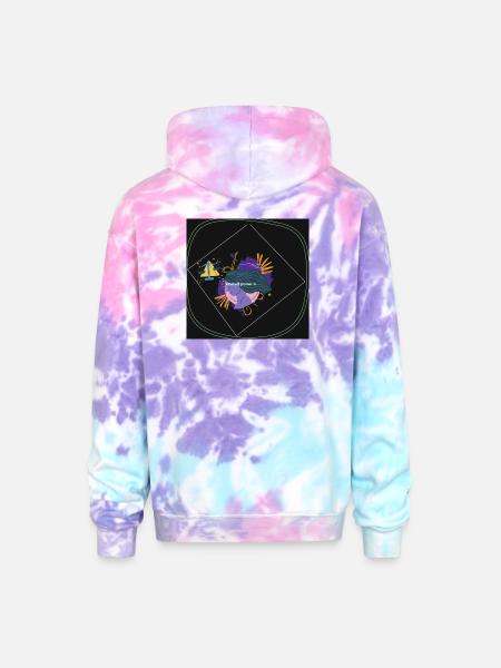 Women Power: Bold Balance Emblem - Adult Tie Dye Hoodie - cotton candy