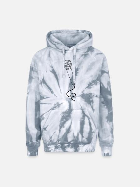 microphone - Adult Tie Dye Hoodie - spider silver
