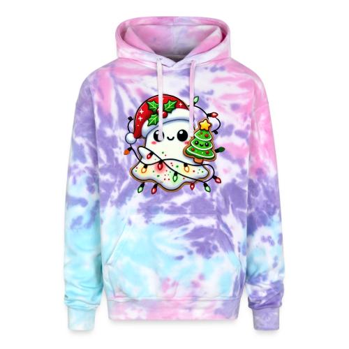 Christmas Collection - Snow Ghost in Santa Hat - Adult Tie Dye Hoodie