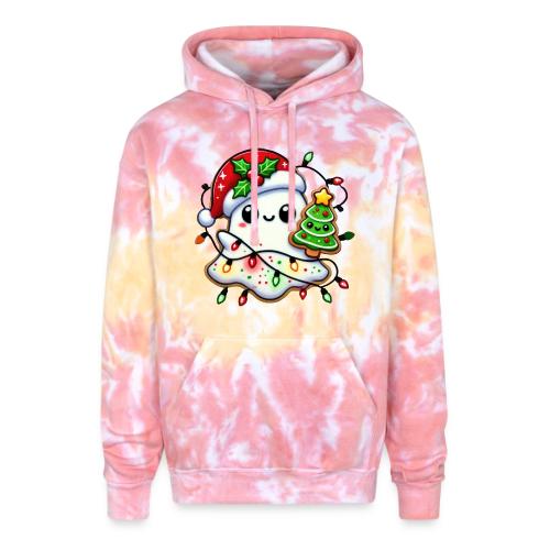 Christmas Collection - Snow Ghost in Santa Hat - Adult Tie Dye Hoodie