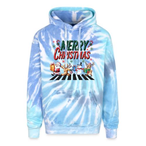 Christmas Collection Merry Christmas Crossing #1 - Adult Tie Dye Hoodie