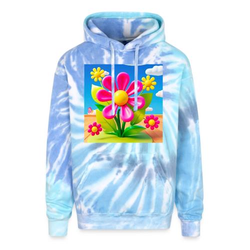 Pink Floral Peace | Sky & Nature Design - Adult Tie Dye Hoodie