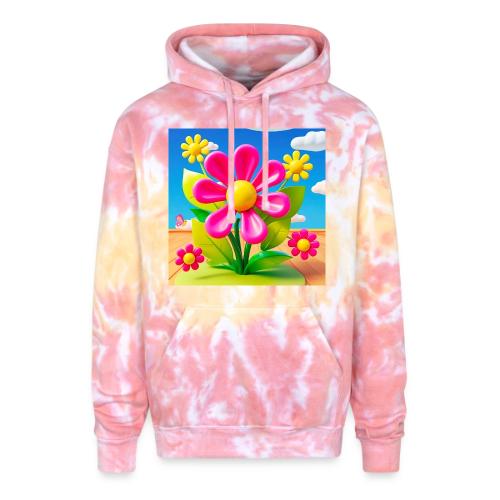 Pink Floral Peace | Sky & Nature Design - Adult Tie Dye Hoodie