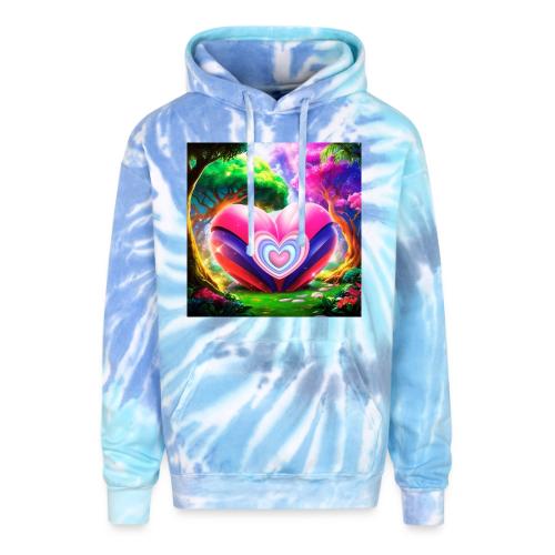 Double heart, fantasy, landscapes enjoy the magic - Adult Tie Dye Hoodie