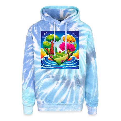 Heart, fantasy, landscapes, nature, fantasy - Adult Tie Dye Hoodie