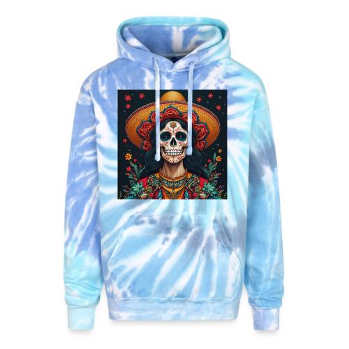 Charra Skull Art | Traditional Mexican Design - Adult Tie Dye Hoodie