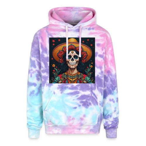 Charra Skull Art | Traditional Mexican Design - Adult Tie Dye Hoodie