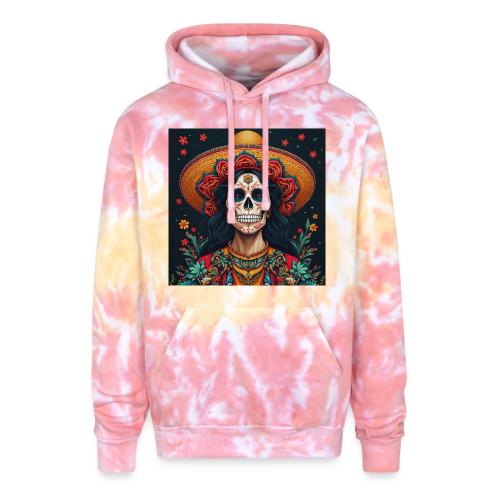 Charra Skull Art | Traditional Mexican Design - Adult Tie Dye Hoodie