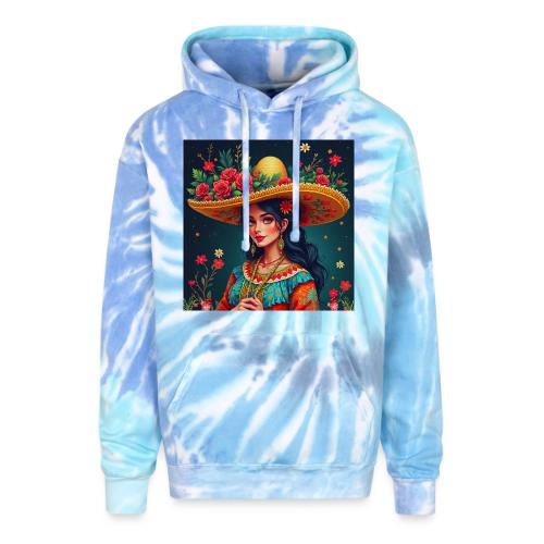 Mexican Design, Regional Mexican Charro Woman - Adult Tie Dye Hoodie