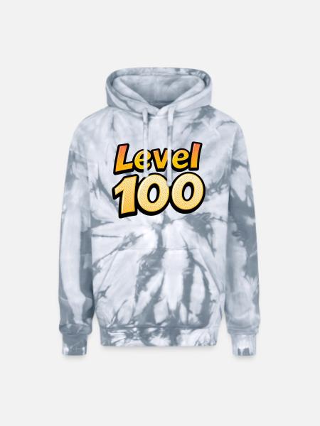 Level 100 - Adult Tie Dye Hoodie - spider silver
